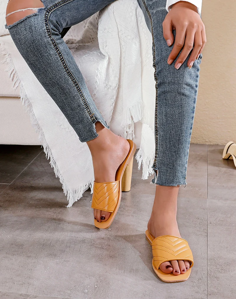 Mule en simili cuir camel