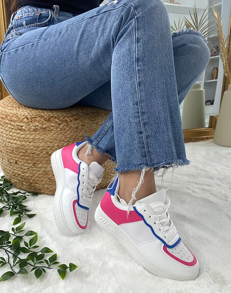 Basket multicolore fuschia à semelle épaisse