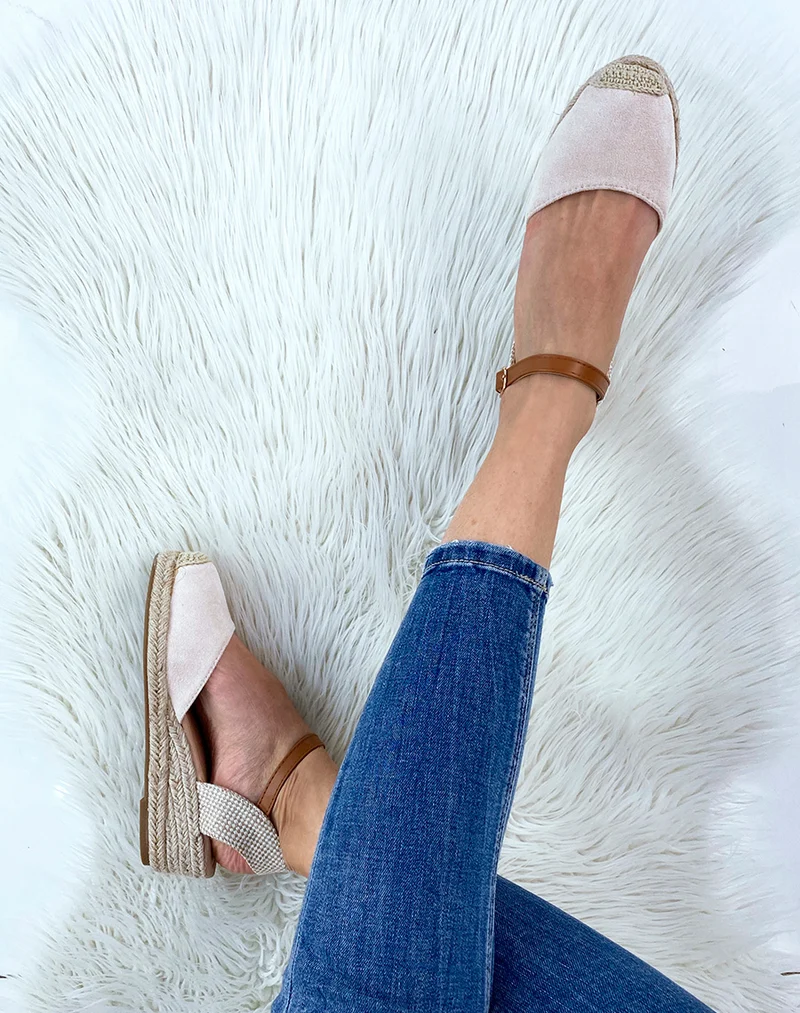 Compensée beige façon espadrille