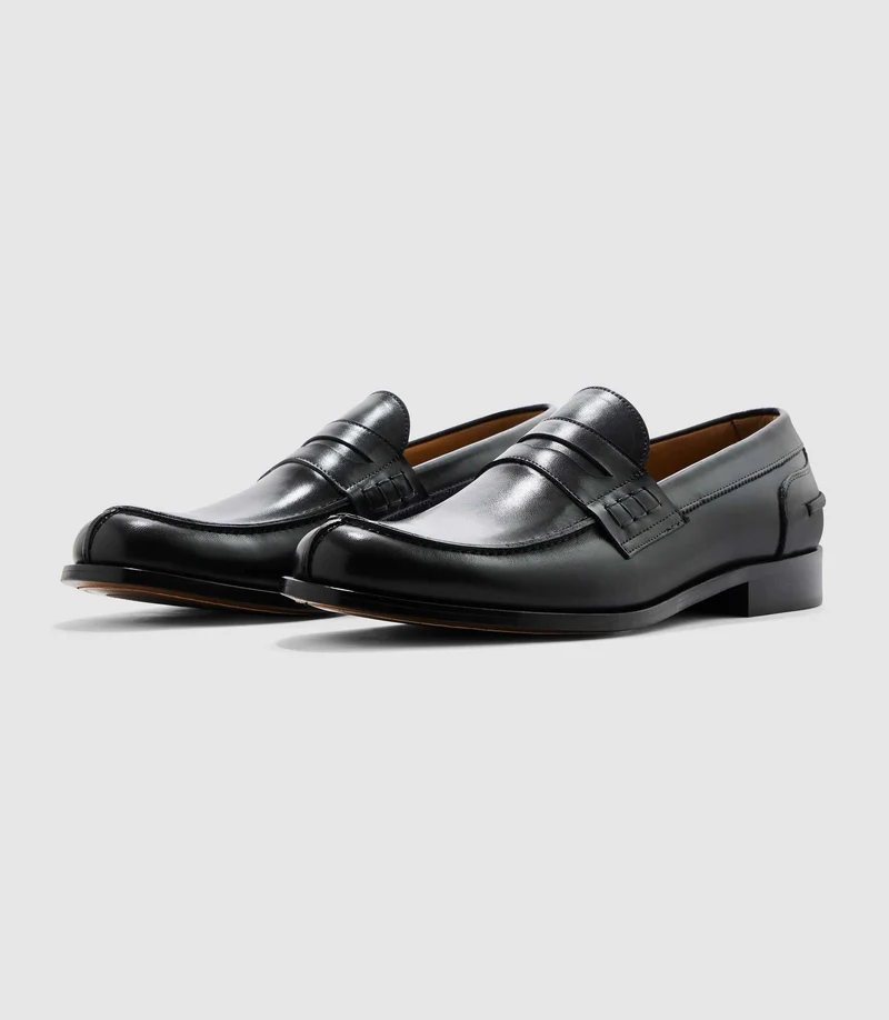 Mocassin couture noir "Erasmus"