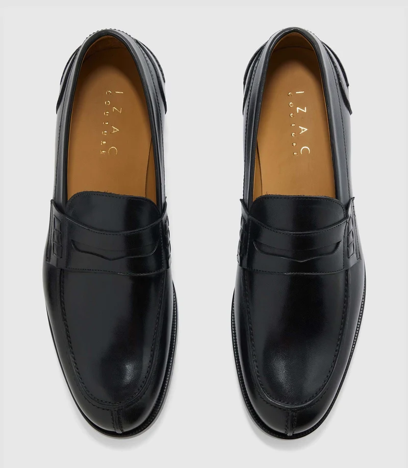 Mocassin couture noir "Erasmus"