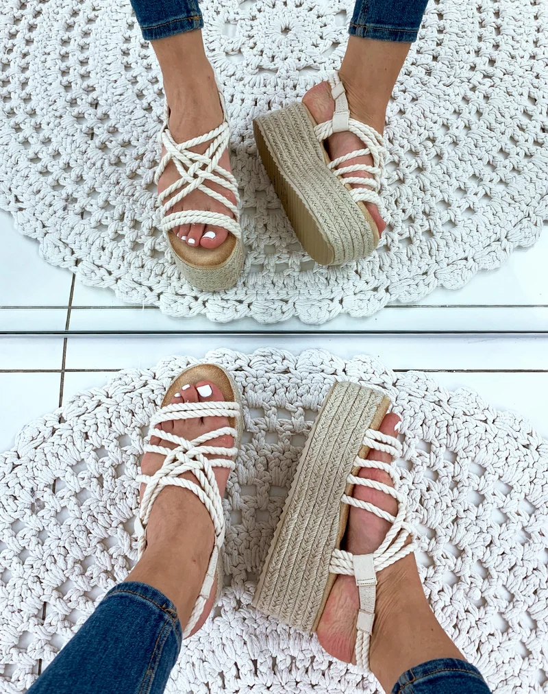 Espadrilles compensées beiges