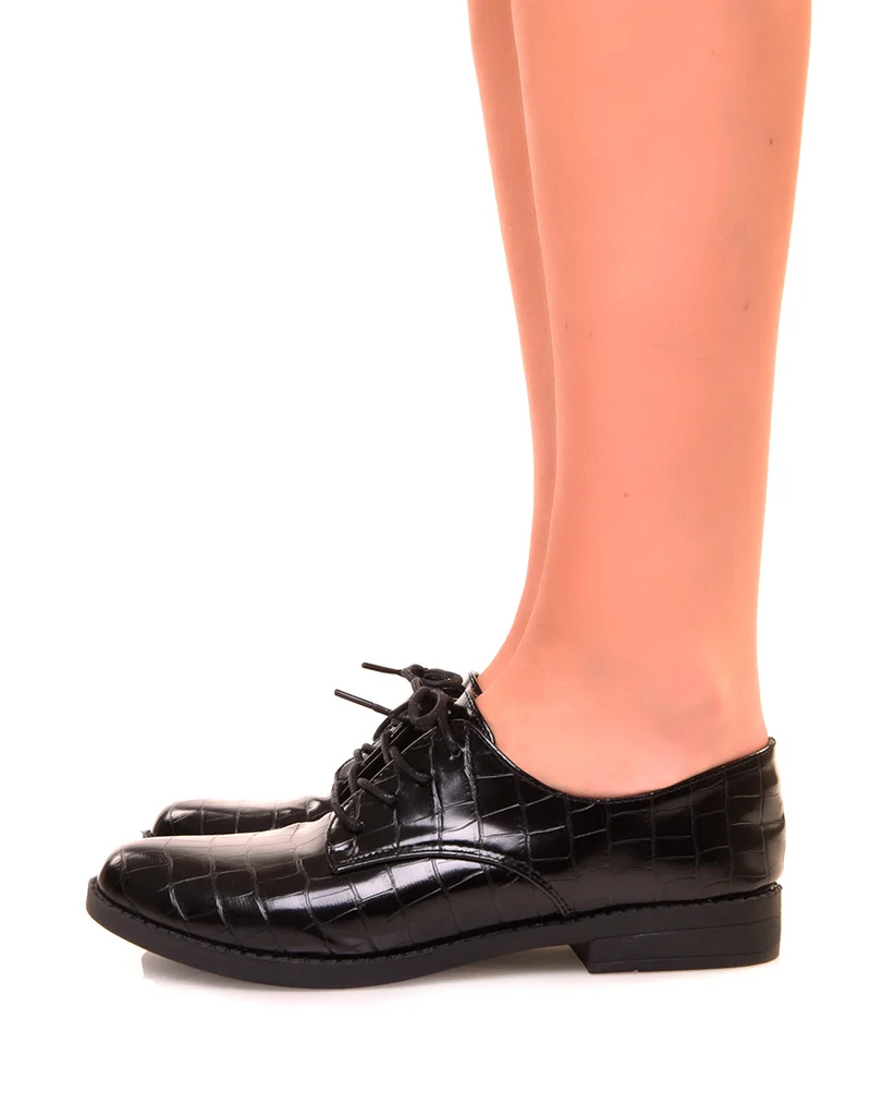 Richelieus noires effet croco