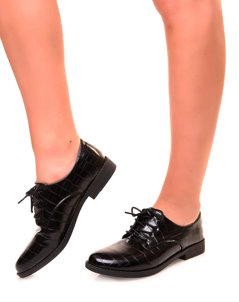 Richelieus noires effet croco