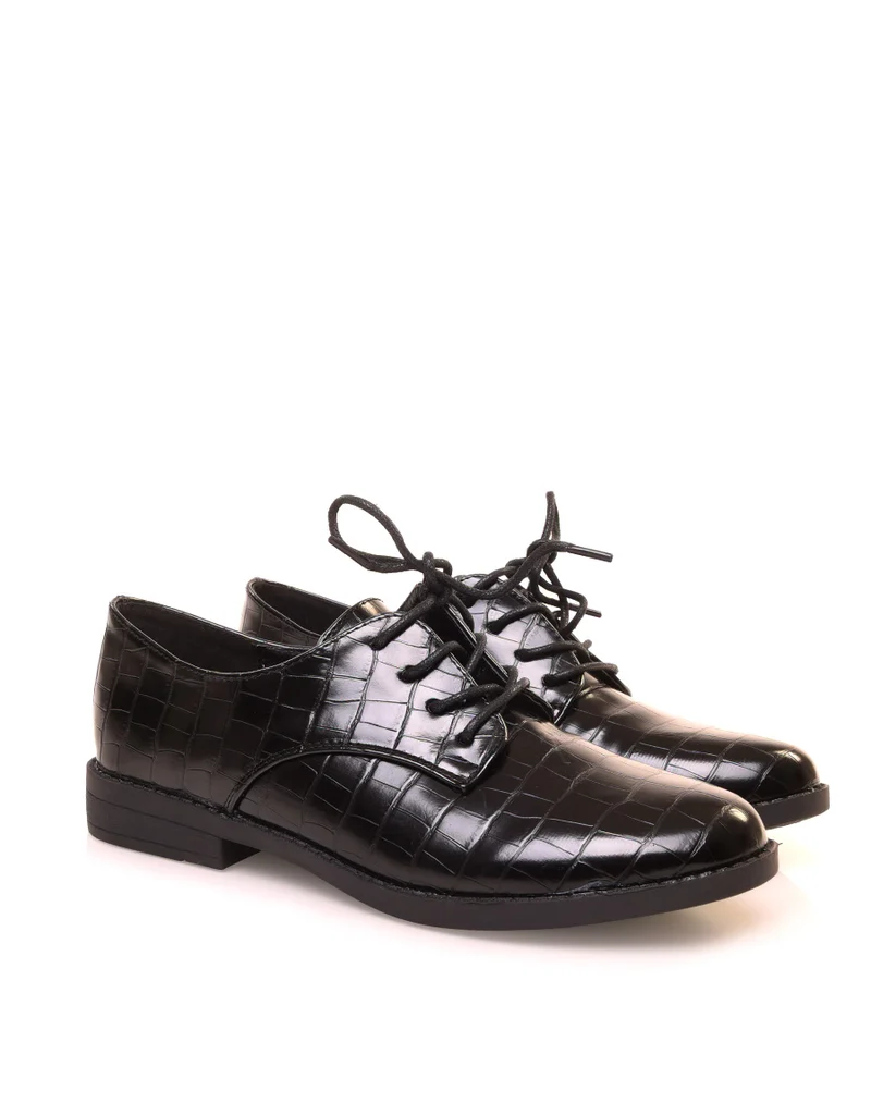 Richelieus noires effet croco
