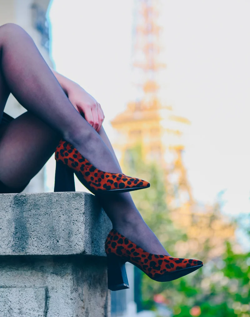 Escarpins à bouts pointus léopards et talons trapèzes