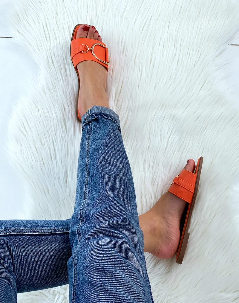 Mules Orange à grosses boucles