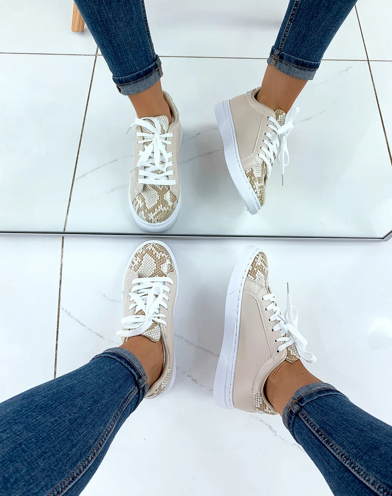 Baskets beige snakeskin
