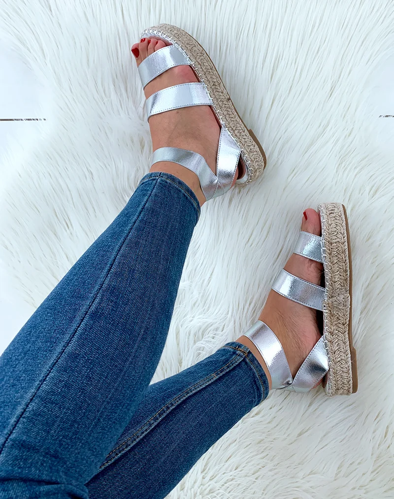 Espadrilles compensées argentée