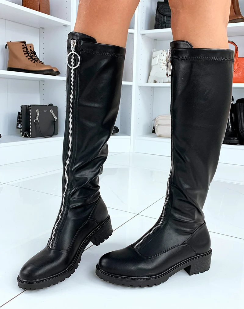 Bottes noires à zip