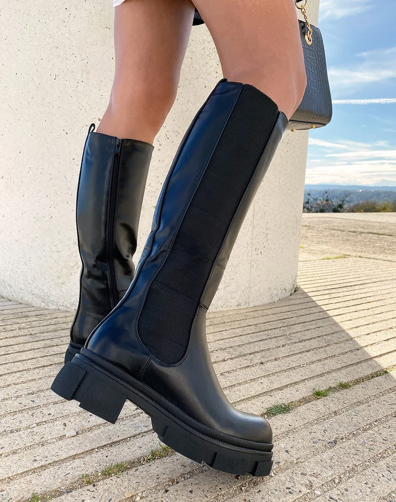 Bottes noires à bi-matières