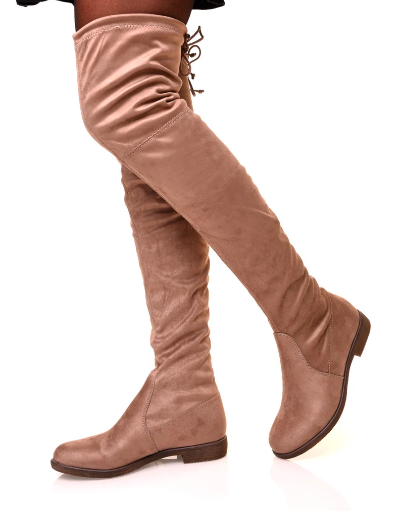 Cuissardes Taupe en suédine ajustable