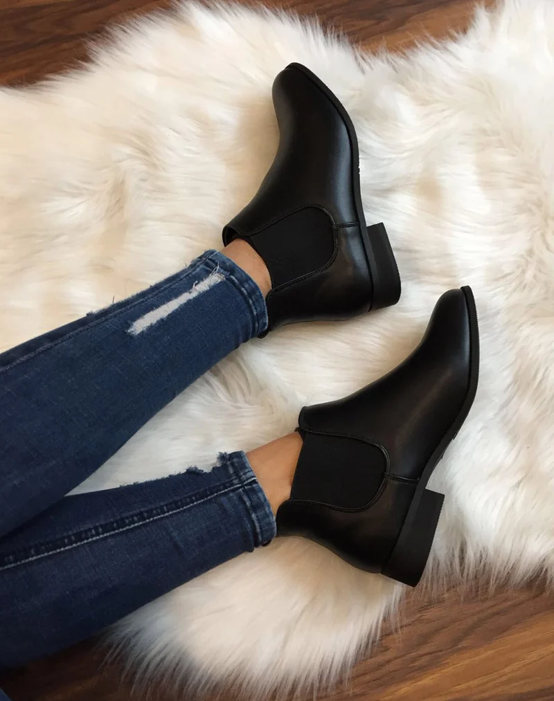Chelsea boots noirs plates