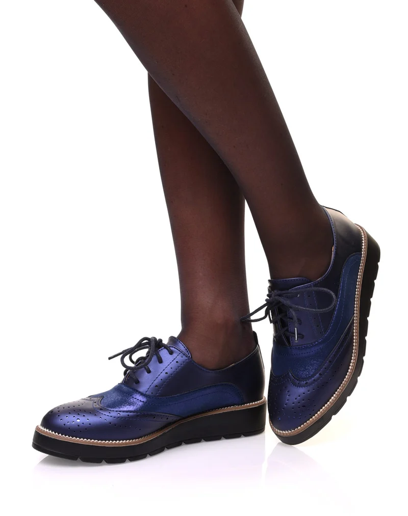 Derbies bleues bi matières
