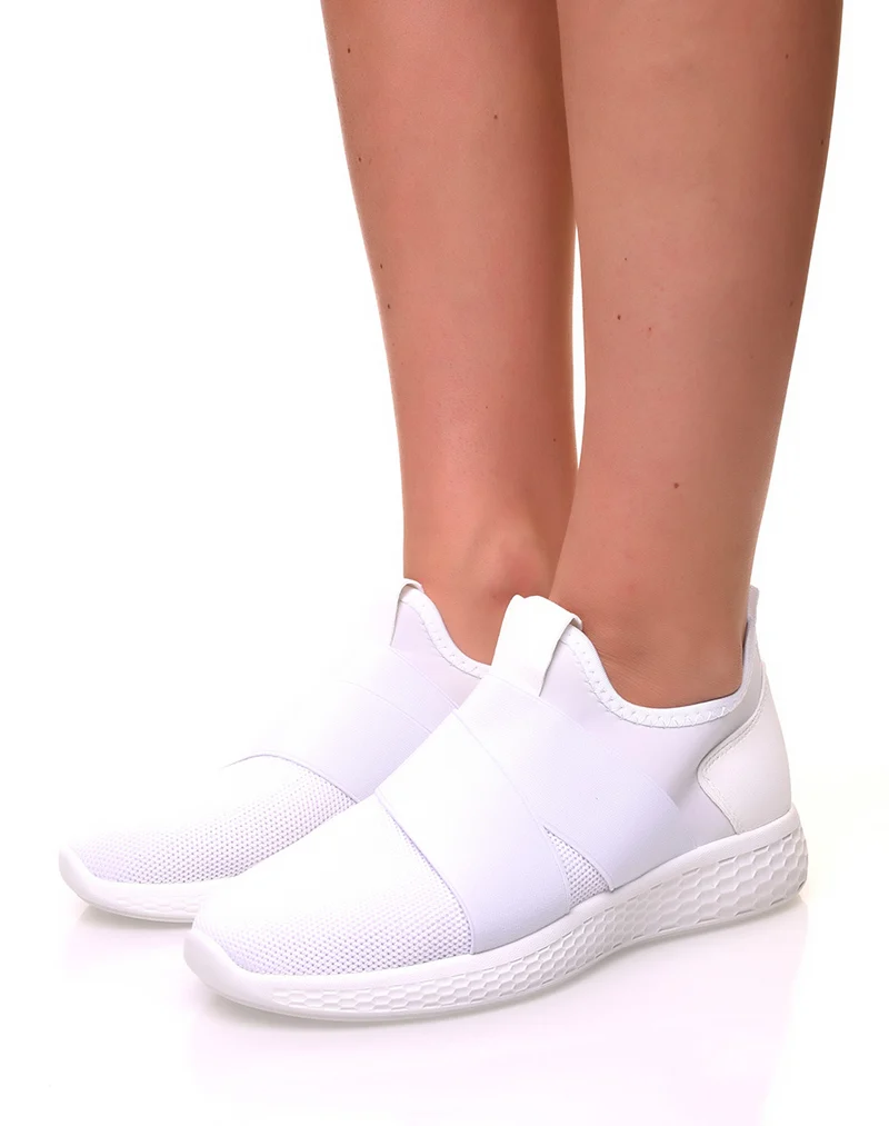 Baskets effet chaussette en toile blanche pailletée