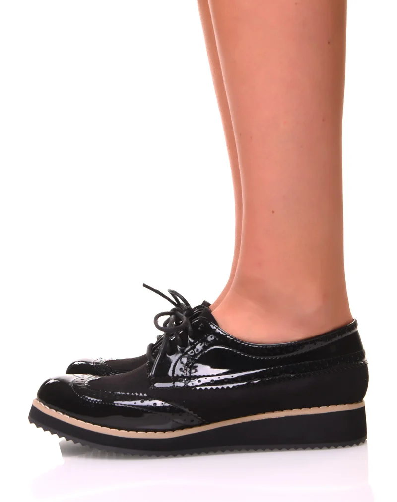 Derbies à lacets bi-matières noires