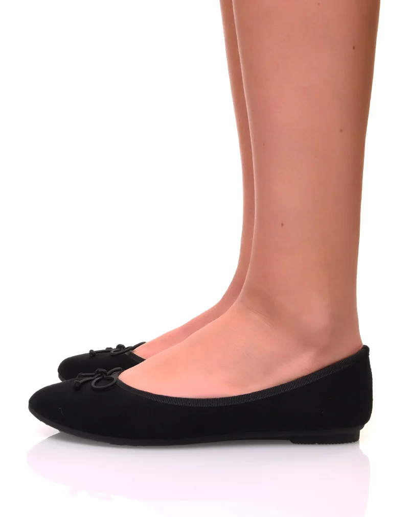 Ballerines noires en suédine à petits noeuds