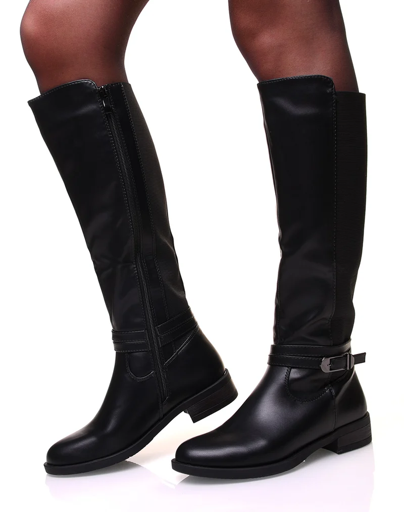 Bottes noires élastique avec un détail argenté
