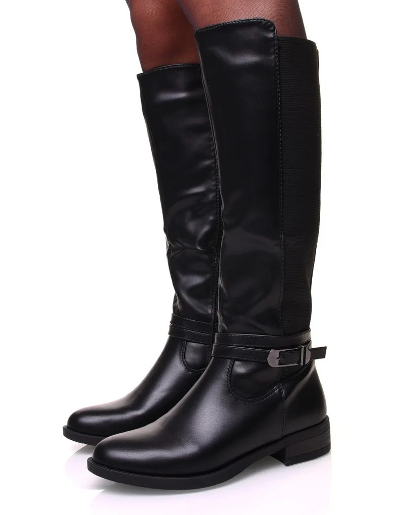 Bottes noires élastique avec un détail argenté