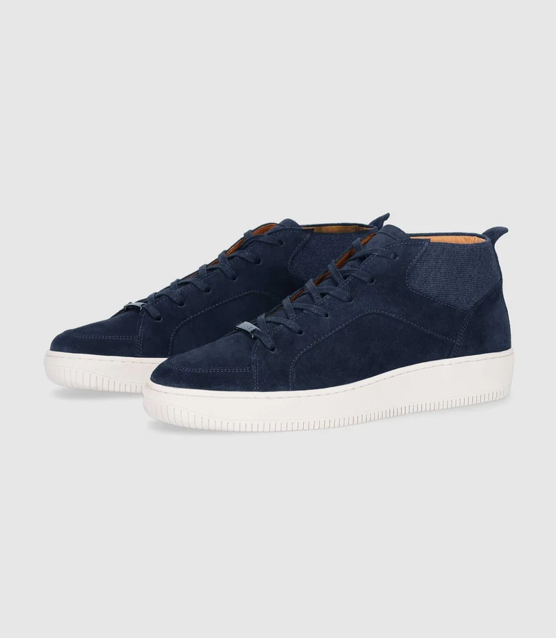 Sneakers en cuir lisse marine OMAR