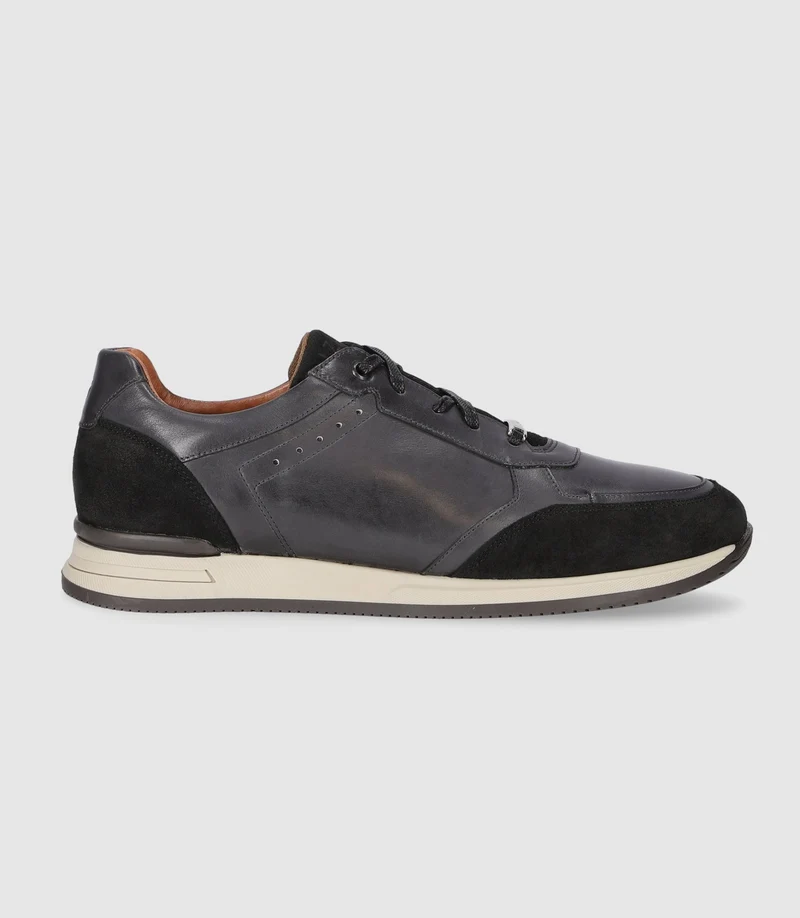 DEFECTUEUSE Sneakers basses en cuir anthracite ORLAN