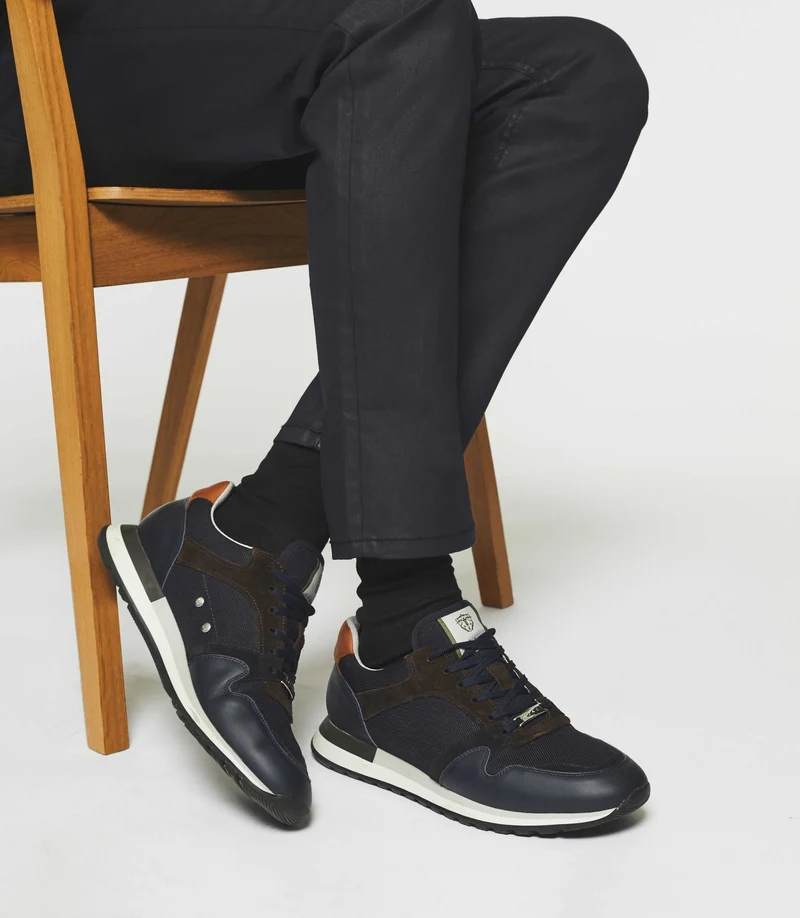 Sneakers en cuir marine ODE