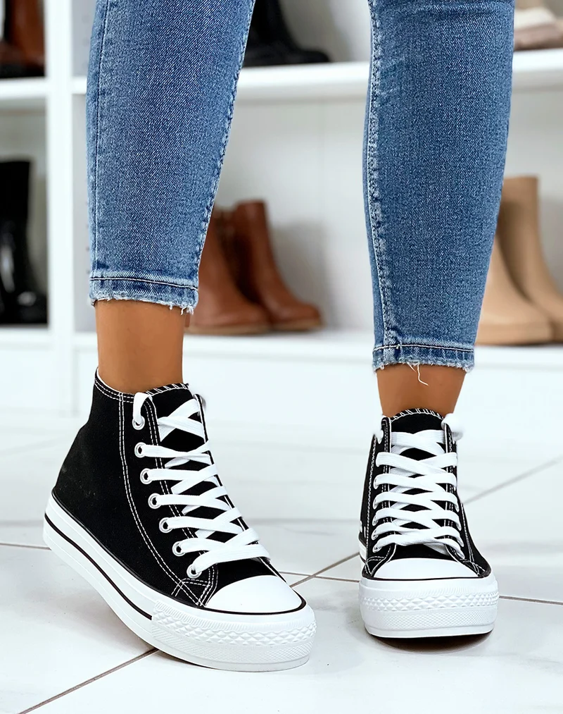 Baskets noires en toile montantes