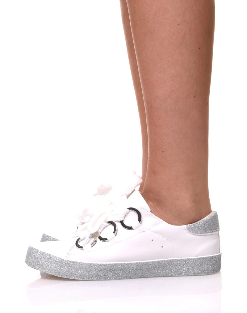 Sneakers blanches à gros lacets