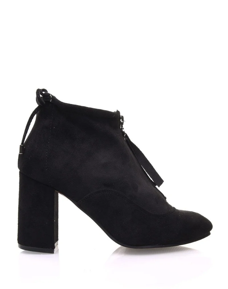 Bottines souples en suédine noires à talons hauts