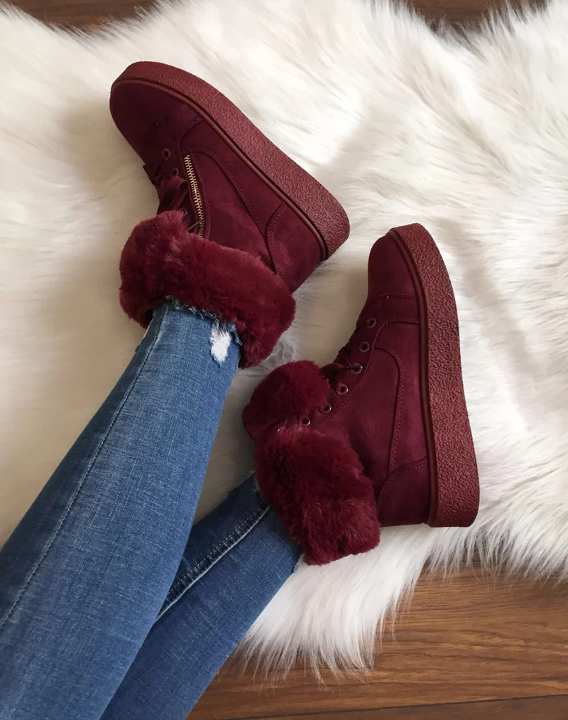 Chaussures bordeaux montantes fourrées