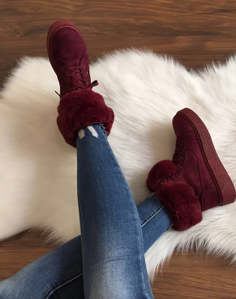 Chaussures bordeaux montantes fourrées