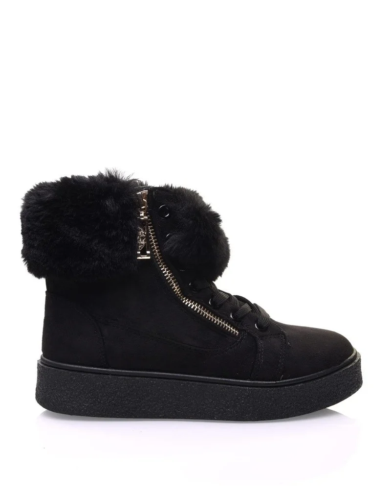 Chaussures noires montantes fourrées