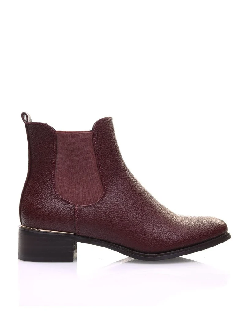 Chelsea boots bordeaux à liseré doré