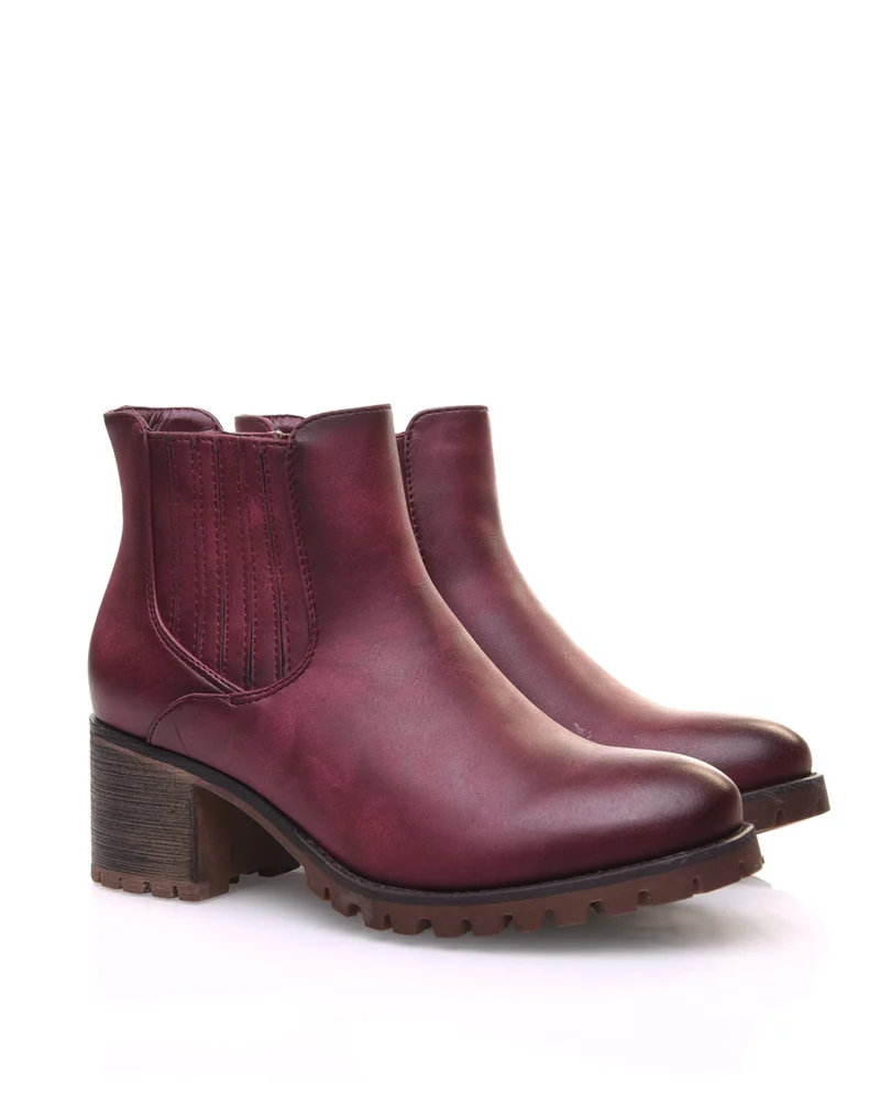 Chelsea boots bordeaux à élastiques rayés