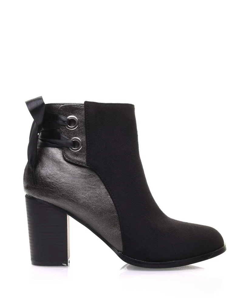 Bottines noires irisées à noeud
