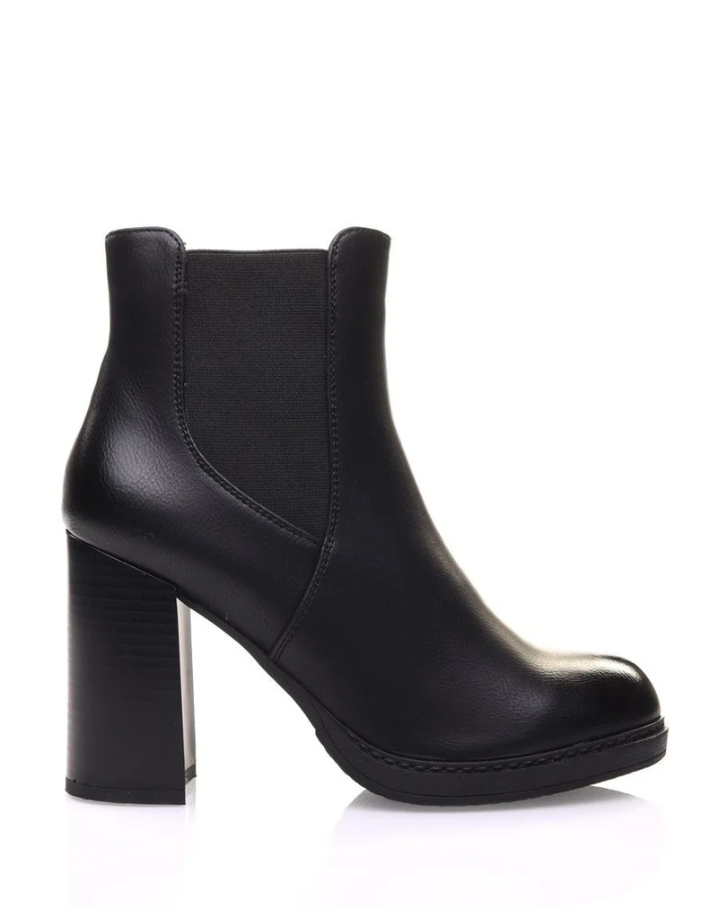 Bottines noires semi-montantes élastiques