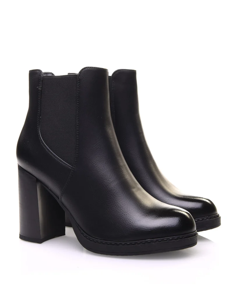 Bottines noires semi-montantes élastiques