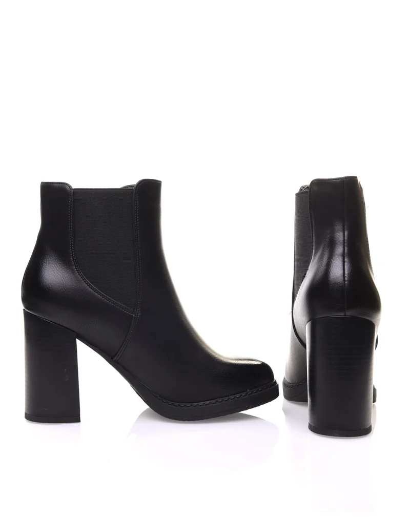 Bottines noires semi-montantes élastiques