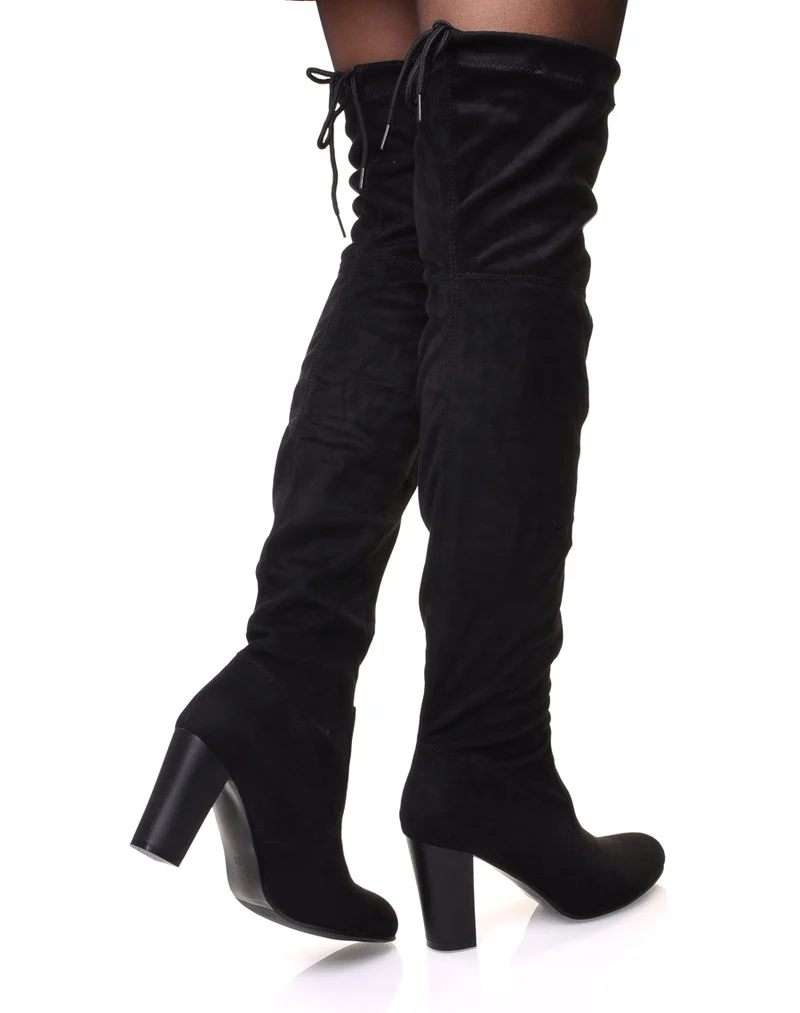 Cuissardes noires ajustables à talons