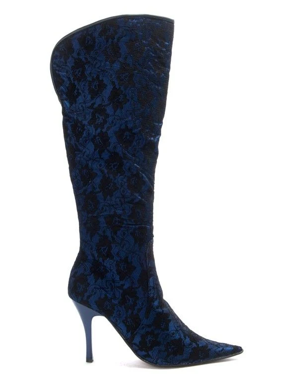 Chaussures femme Like You: Botte à talon bleu pointu